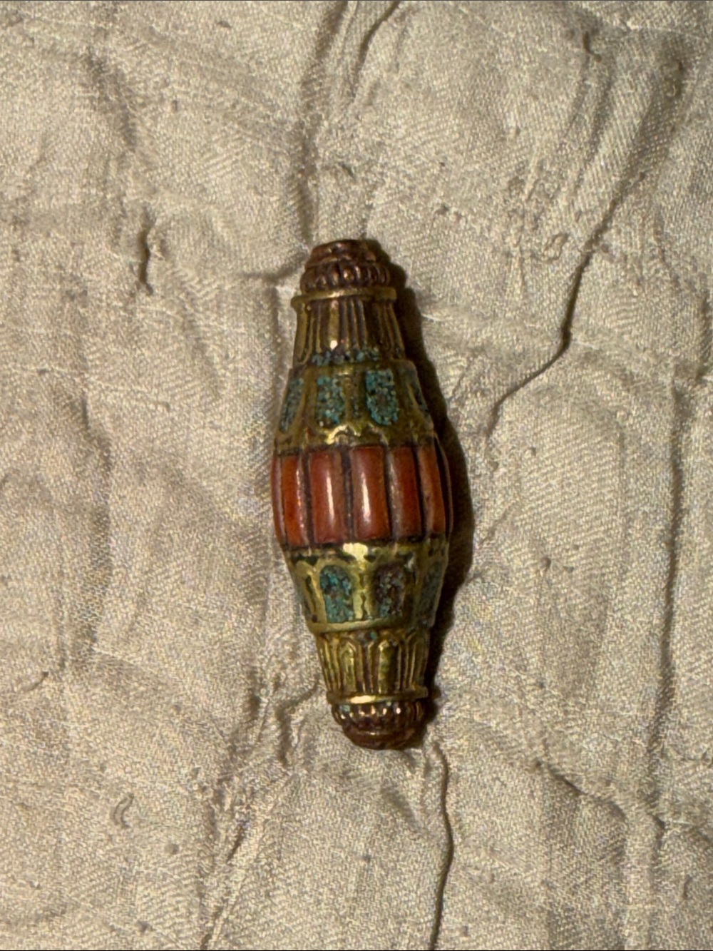 Vintage Handmade Bead Inlay Turquoise Ahd Precious Pieces Of Coral